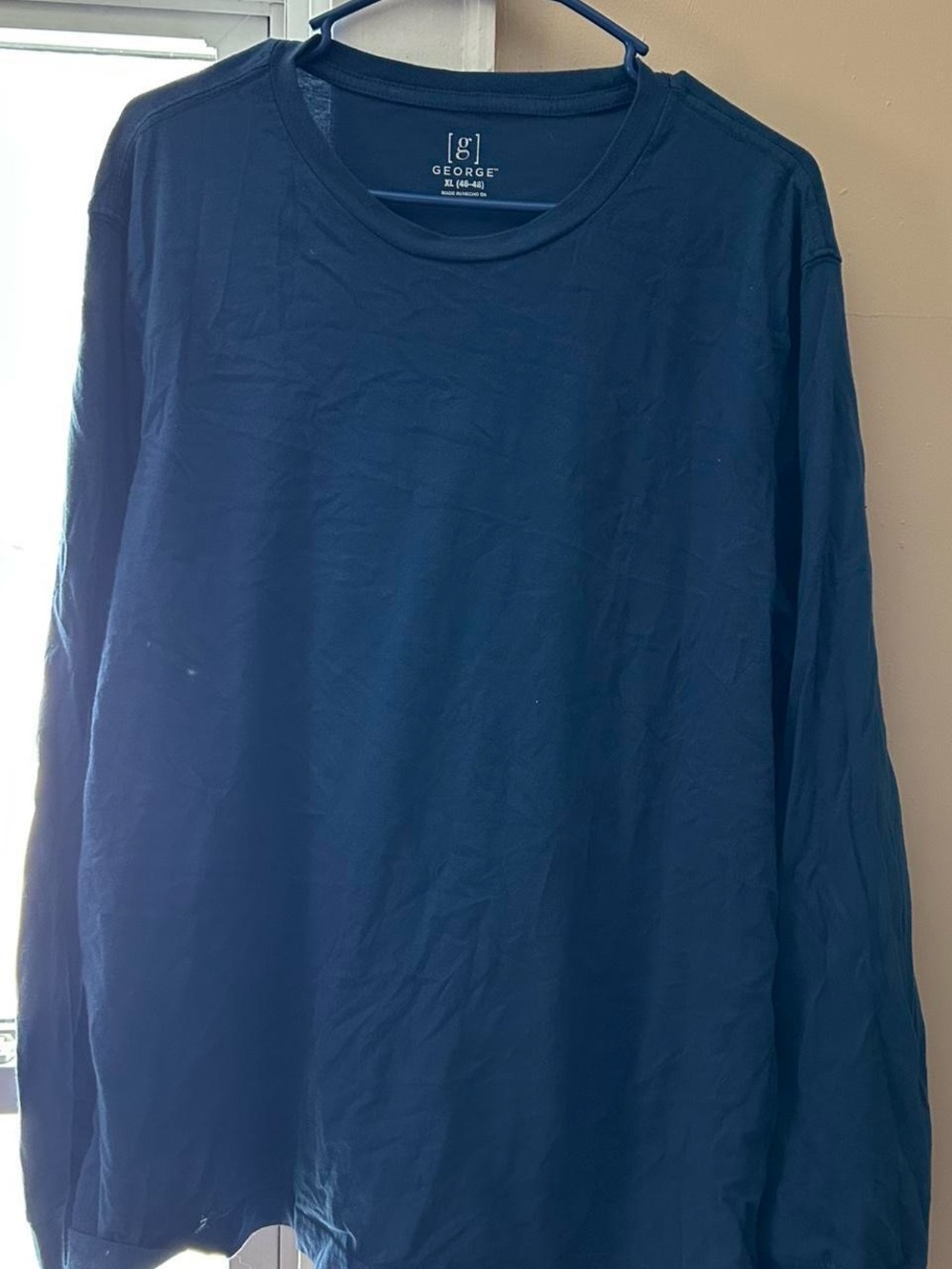 George Men’s Long-Sleeve Crewneck Shirt - Navy, Brown, & Burnt Orange